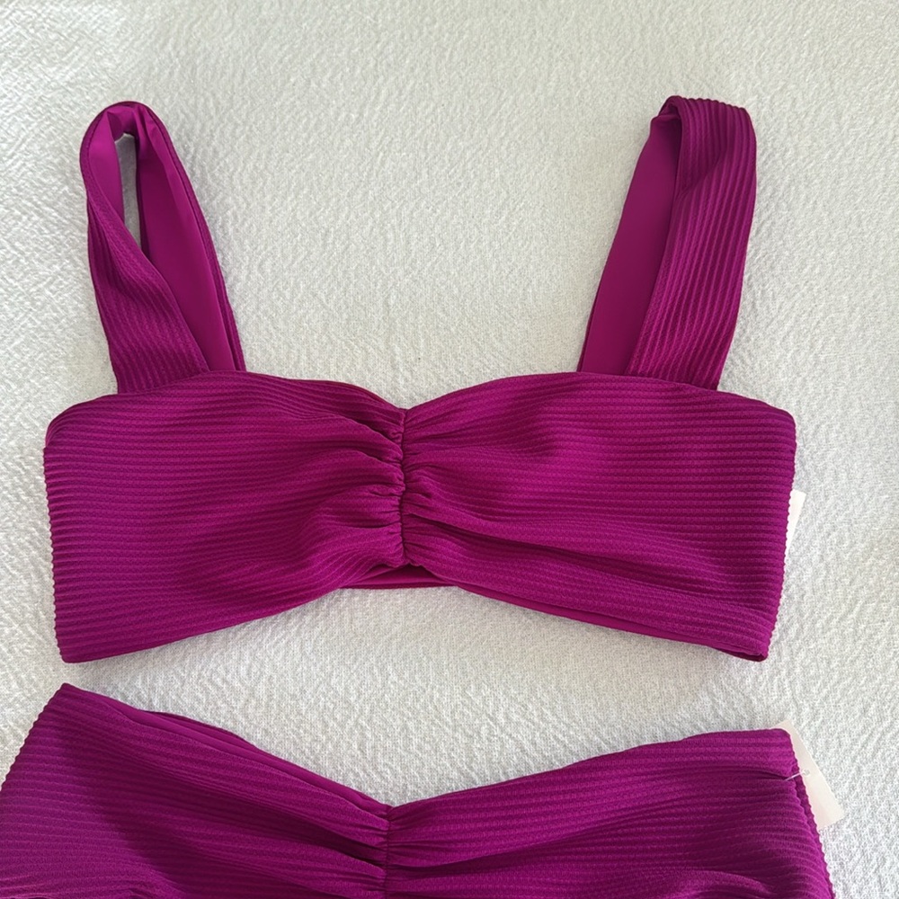l*space Magenta Ribbed Bikini Set - Picture 9 of 12